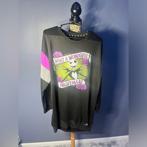 Disney Nightmare Before Christmas Long Sleeve Shirt Dress Sleepwear Size Large - Picture 3 of 7